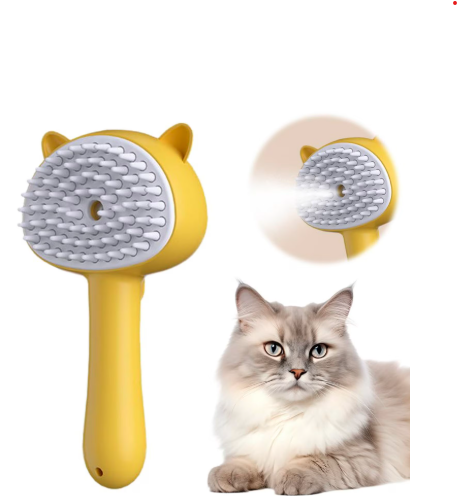 Lume Wear Rechargeable Steam Pet Grooming Brush with Release Button for Cats and Dogs a 3 In 1 Self Cleaning Deshedding Comb for Long and Short Hair. A USB C Steam Brush with Mist Function