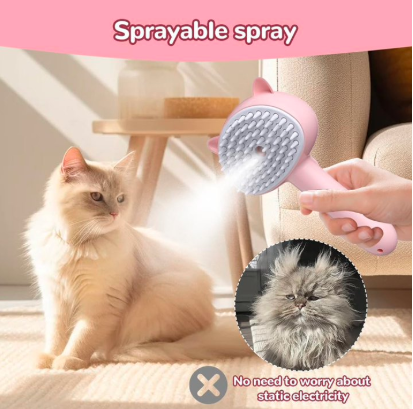 Lume Wear Rechargeable Steam Pet Grooming Brush with Release Button for Cats and Dogs a 3 In 1 Self Cleaning Deshedding Comb for Long and Short Hair. A USB C Steam Brush with Mist Function - Image 4